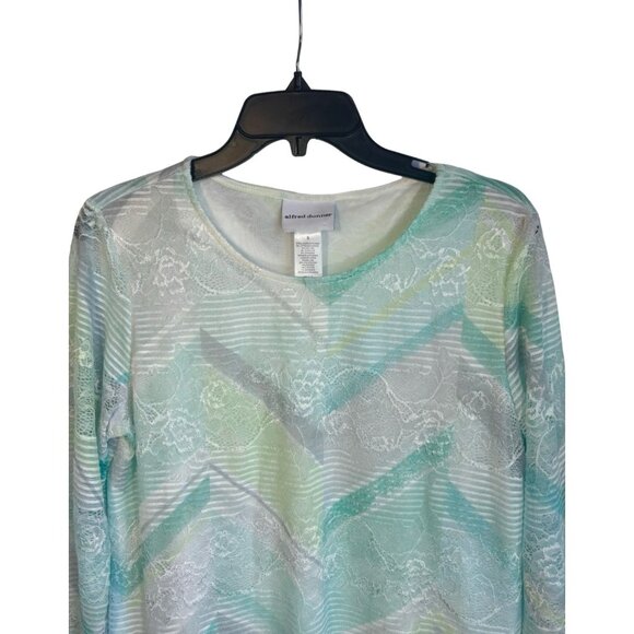 Alfred Dunner Top Small Chevron Lace Scoop Neck 3/4 Sleeve - Picture 2 of 3